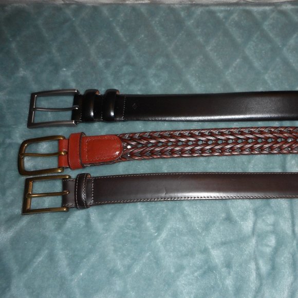 3 New Mens Belts Ll Bean Lands End 